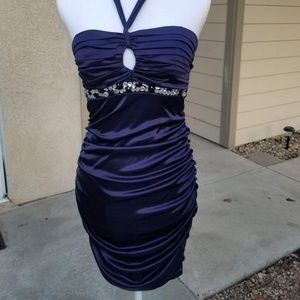 Satin Studded Mini Dress